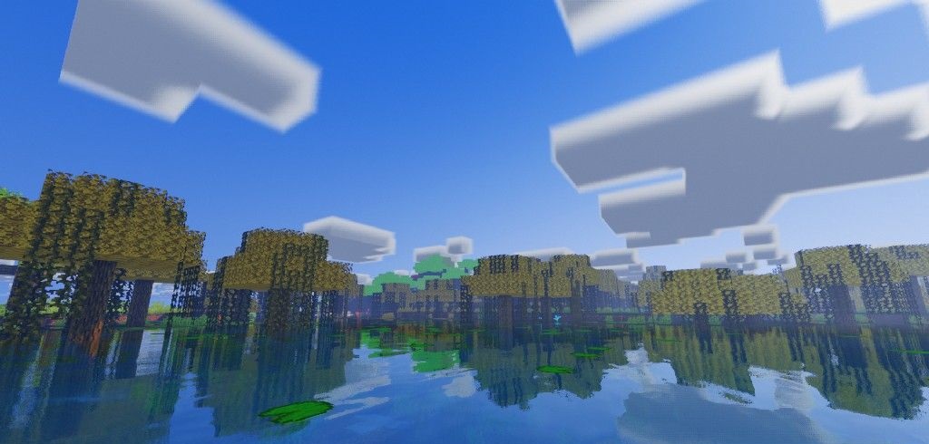 Реалистичный шейдер Atlas для Minecraft с эффектом отражений в воде