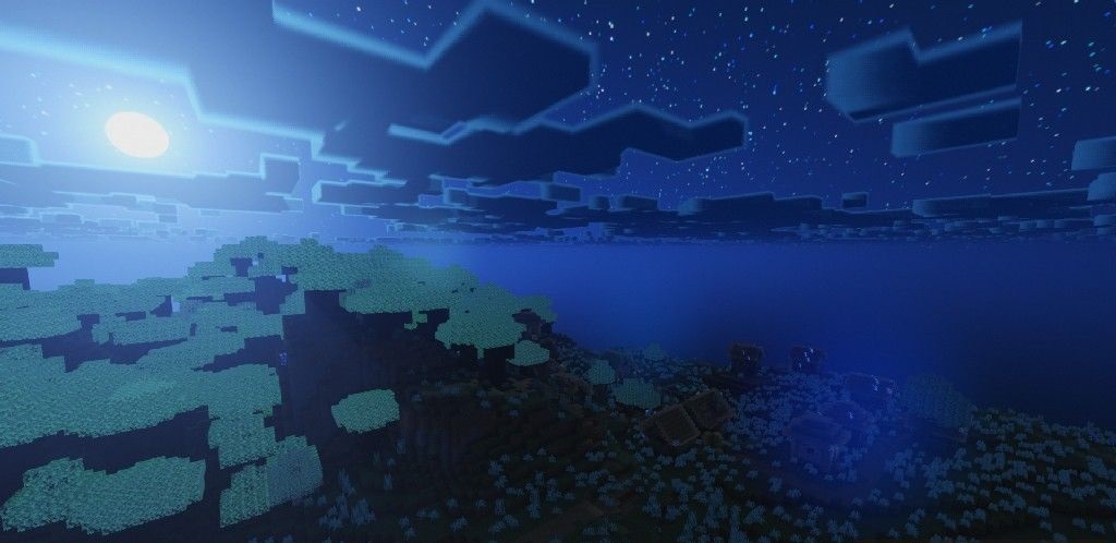 Красивый лесной биом в Minecraft с реалистичными шейдерами