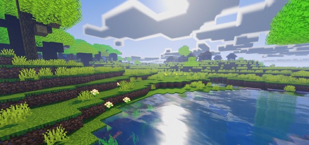 Город в Minecraft с улучшенной графикой благодаря шейдеру