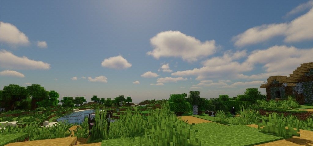 Закат в пустынном биоме Minecraft с шейдерами NV