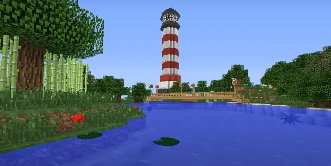 Интерфейс Minecraft с активированным шейдером Waving Plants