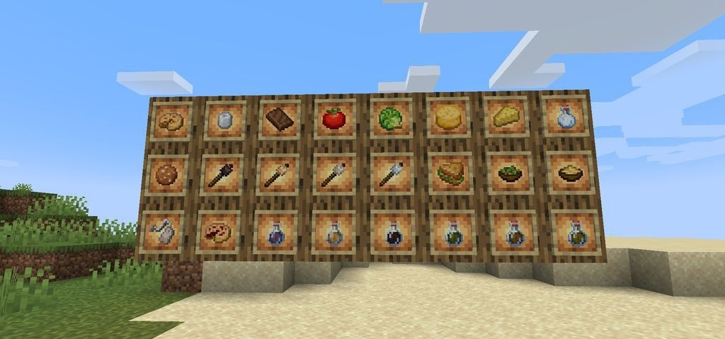 Сравнение стандартной и модифицированной кухни в Minecraft с Culinaire