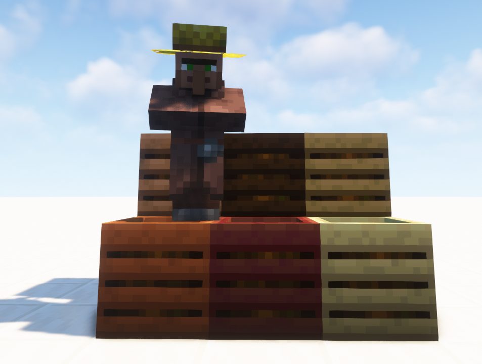 Игрок в Minecraft добывает дерево топором в лесу