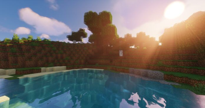 Скриншот PvP-битвы на популярном Minecraft-сервере Hypixel