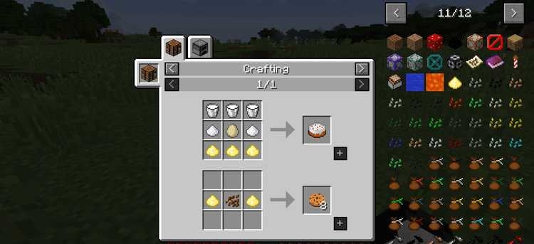 Крафт торта из муки в Minecraft с помощью мода Flour Power