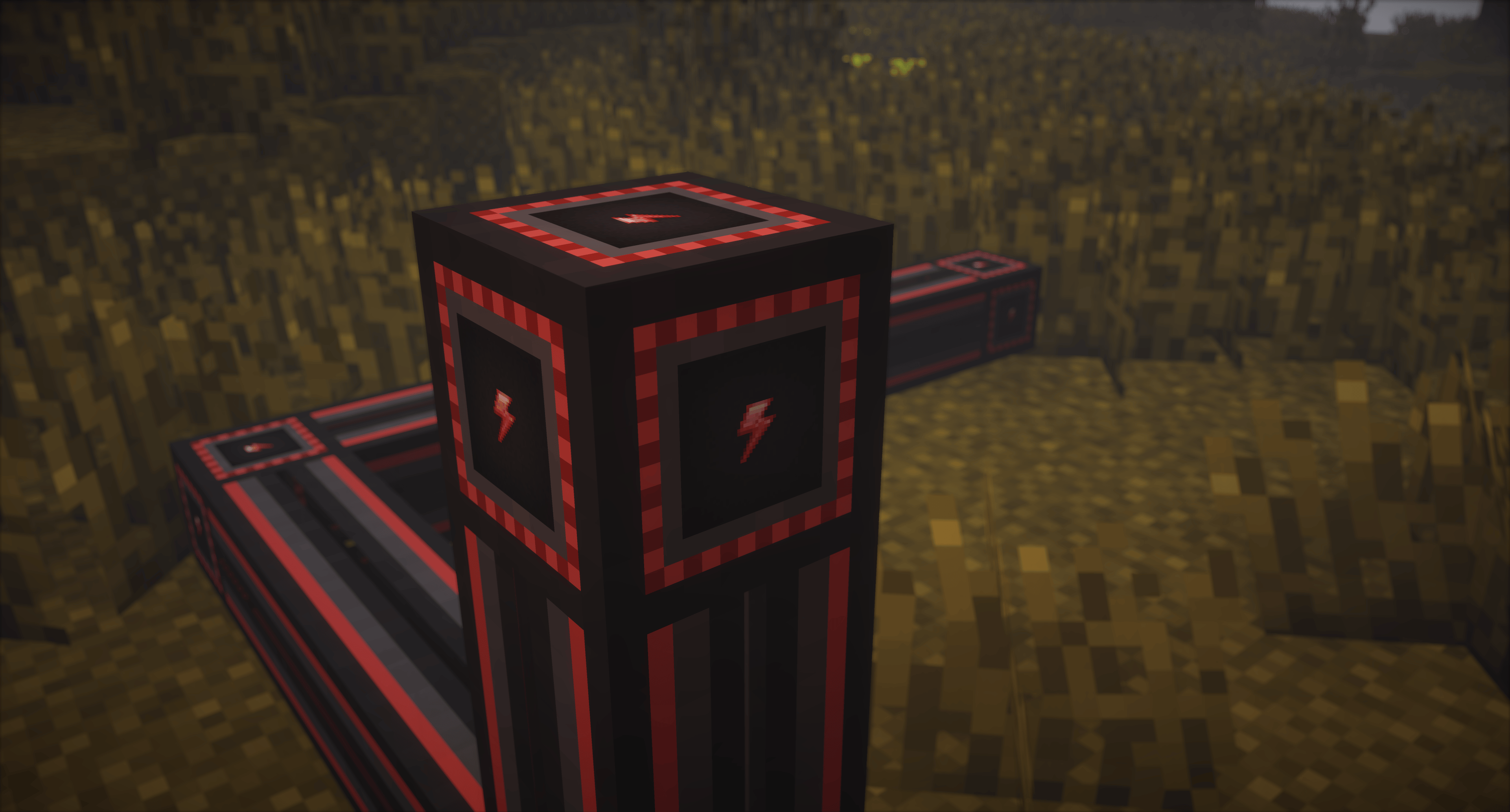 Сложная редстоун-схема в Minecraft с поршнями и повторителями