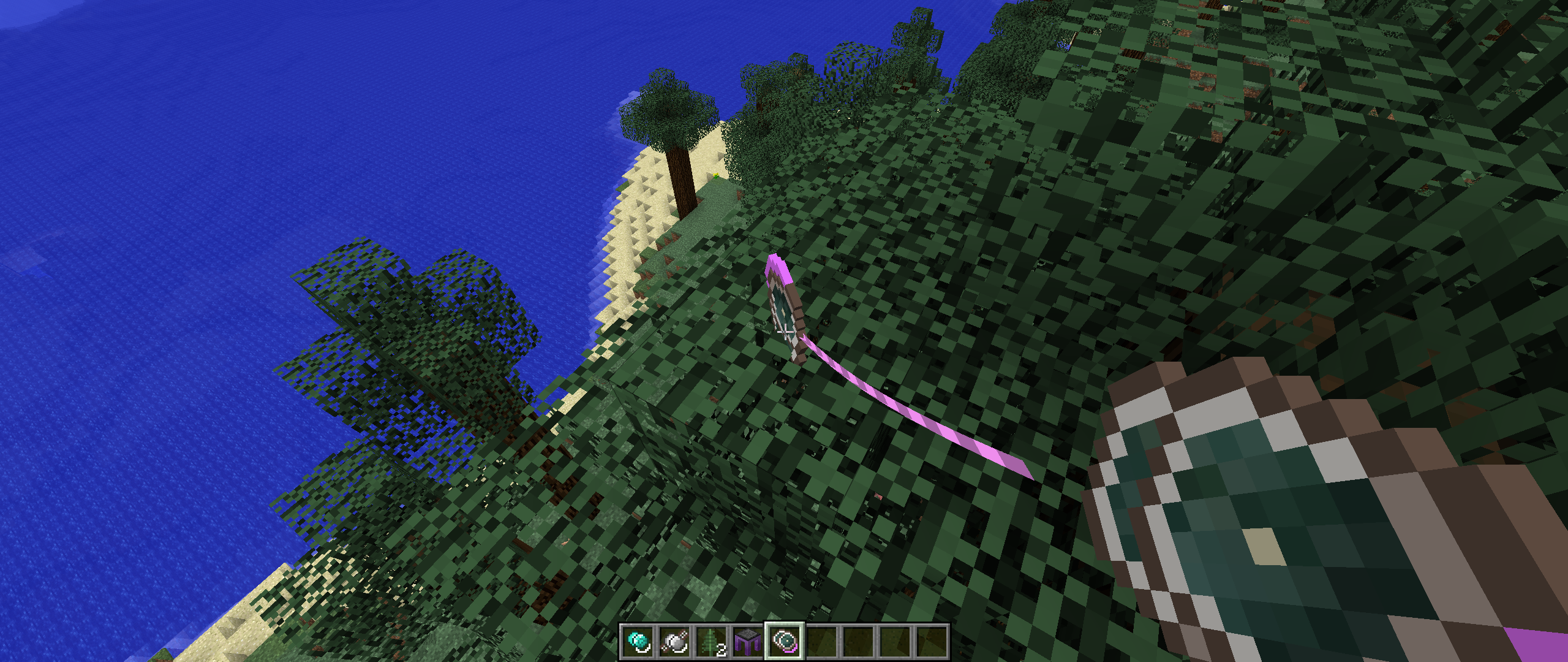Игрок использует зельеварку в Minecraft для создания зелья силы