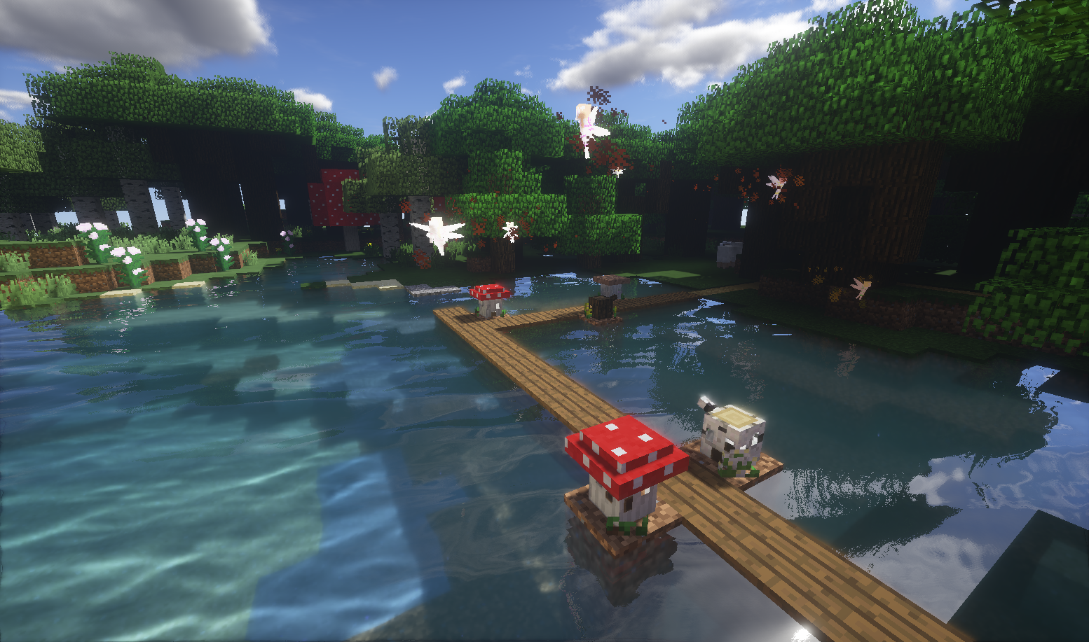 Игрок в Minecraft строит дом из дерева и камня