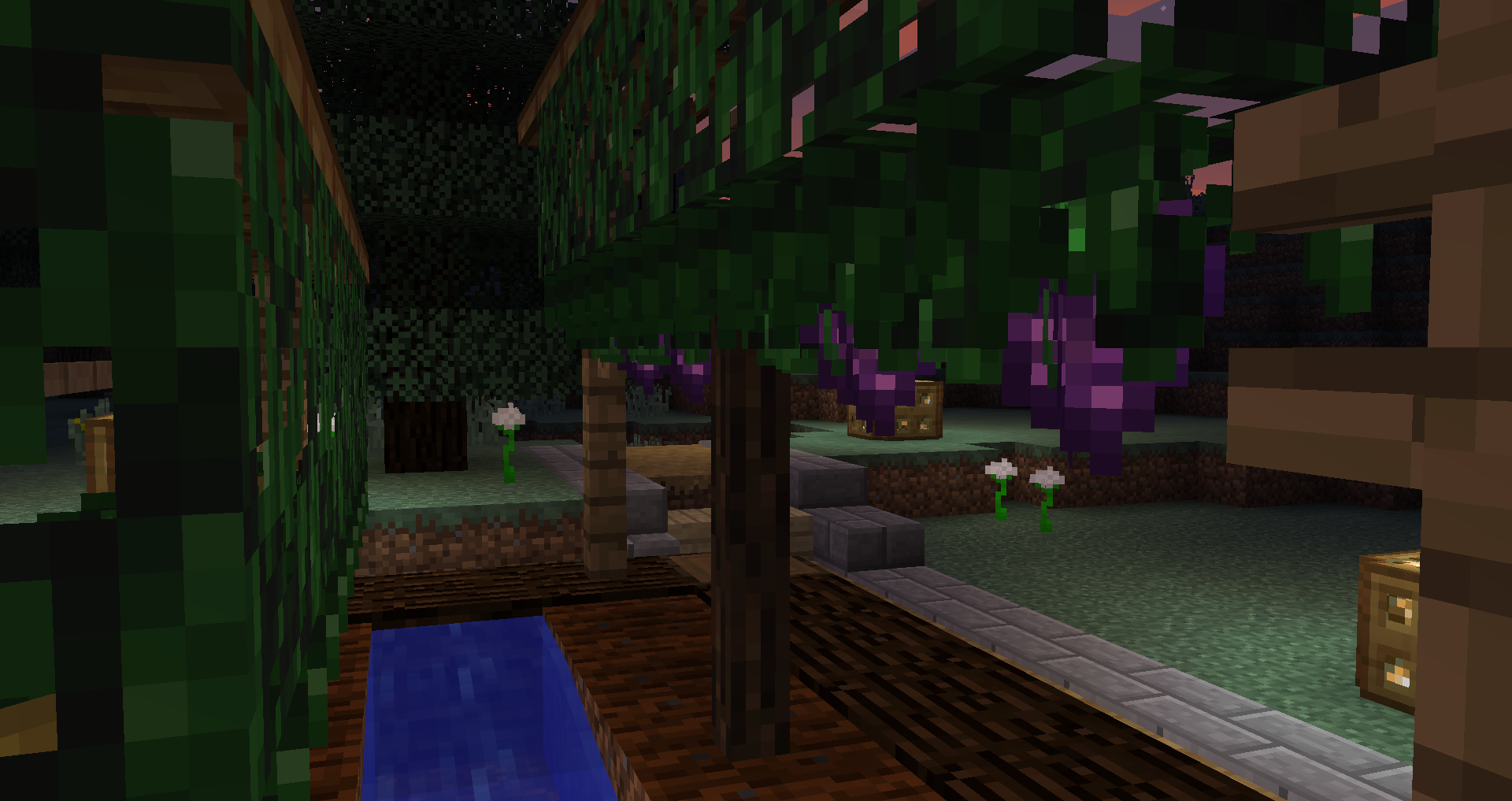 Скриншот мода Biomes O' Plenty с красивым цветущим лесом в Minecraft