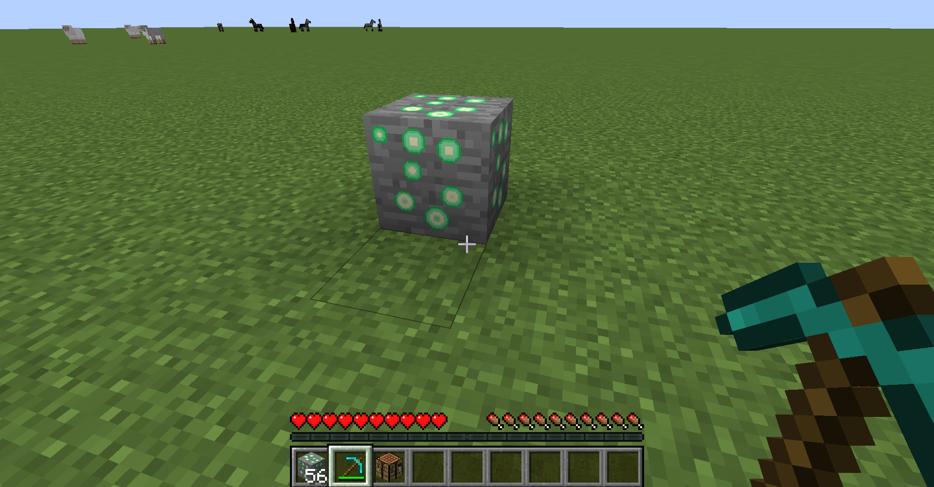 Красивое ночное небо в Minecraft с постройками игрока