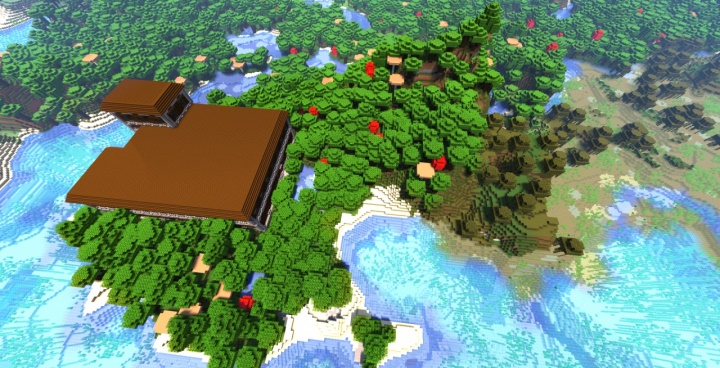 Интерьер дома в Minecraft с камином, сундуками и декоративными блоками