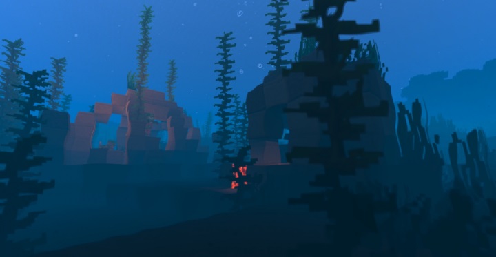 Ночной пейзаж в Minecraft с улучшенным освещением от шейдеров