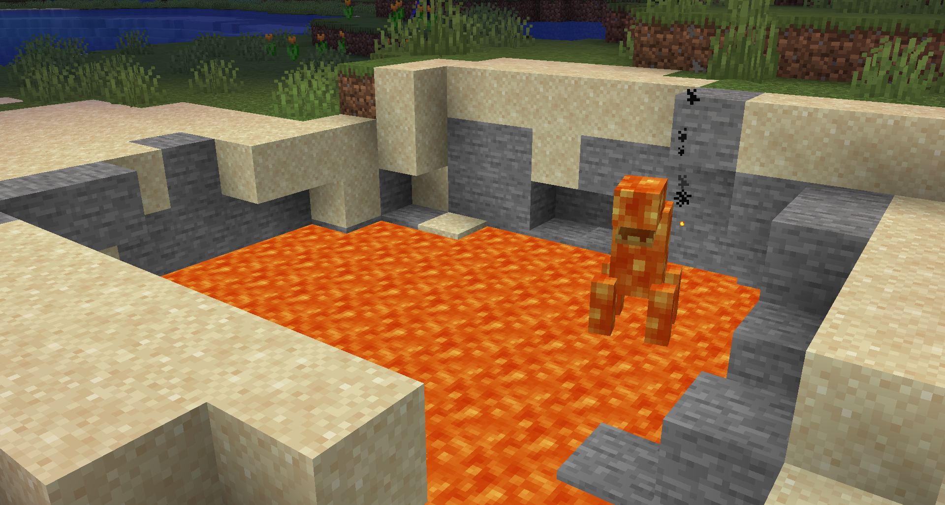 Красивый закат в Minecraft с видом на замок игрока