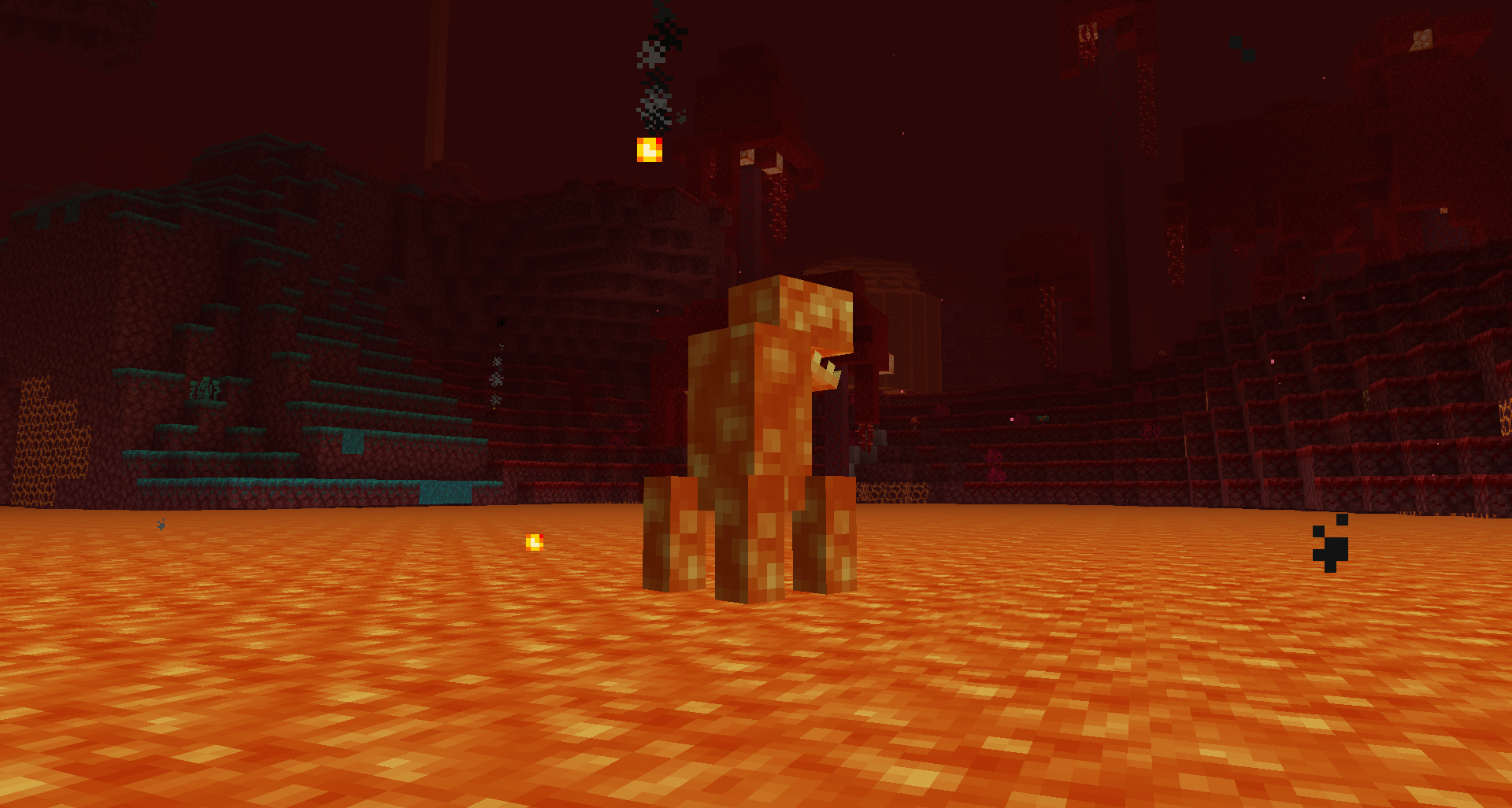 Красивый лесной биом в Minecraft с дубами и оленями