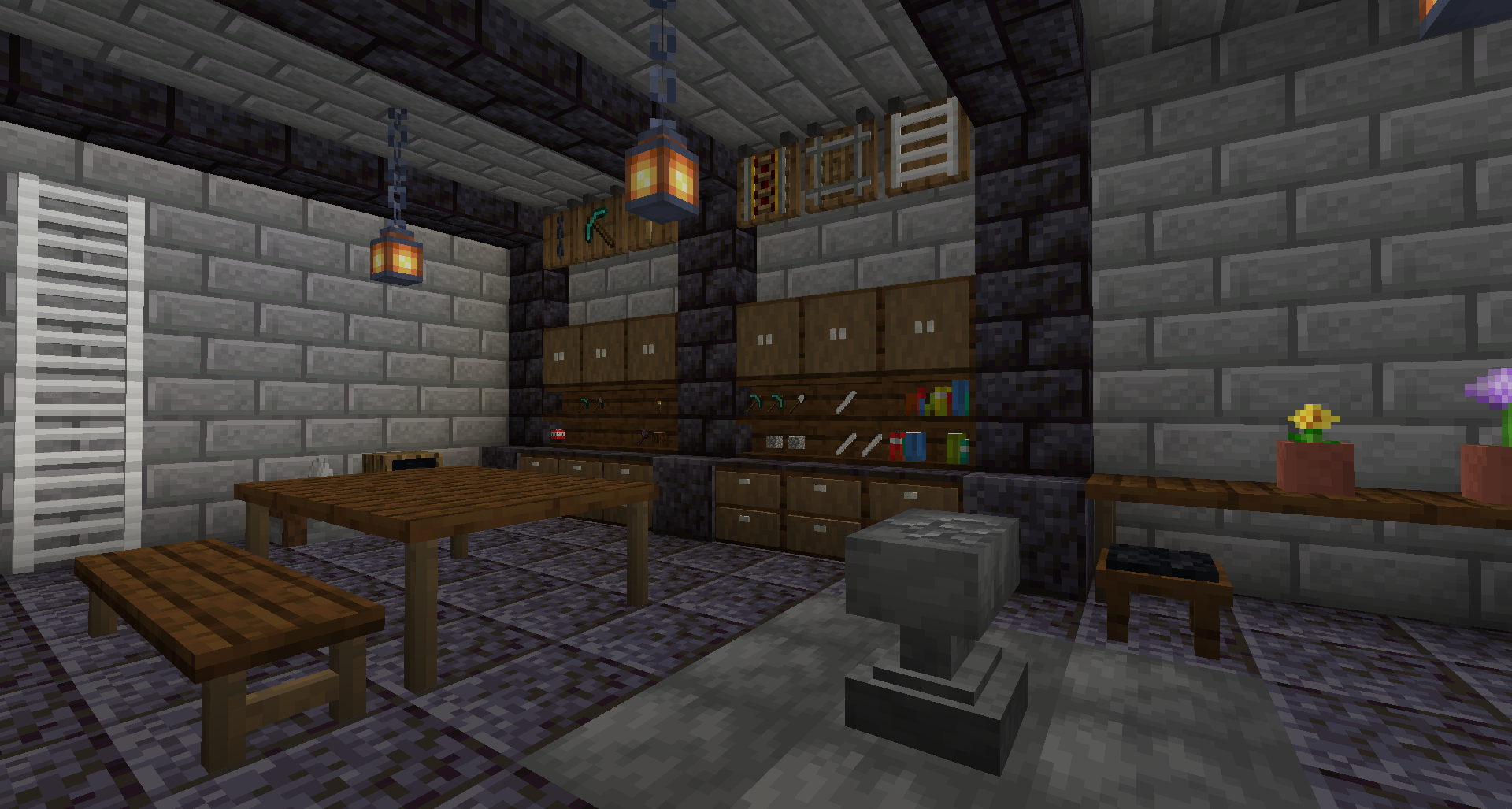 Интерфейс верстака с рецептами крафта в Minecraft