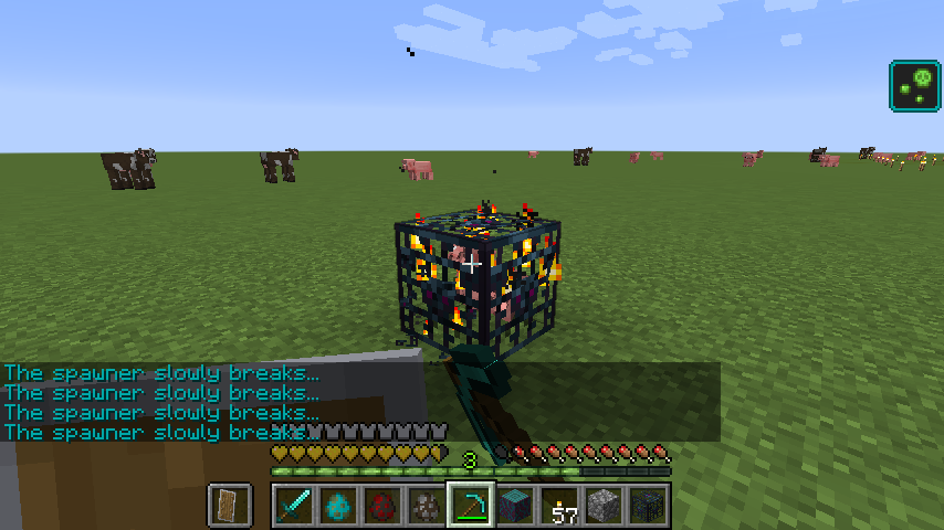 Игрок в Nether с алмазной броней и мечом