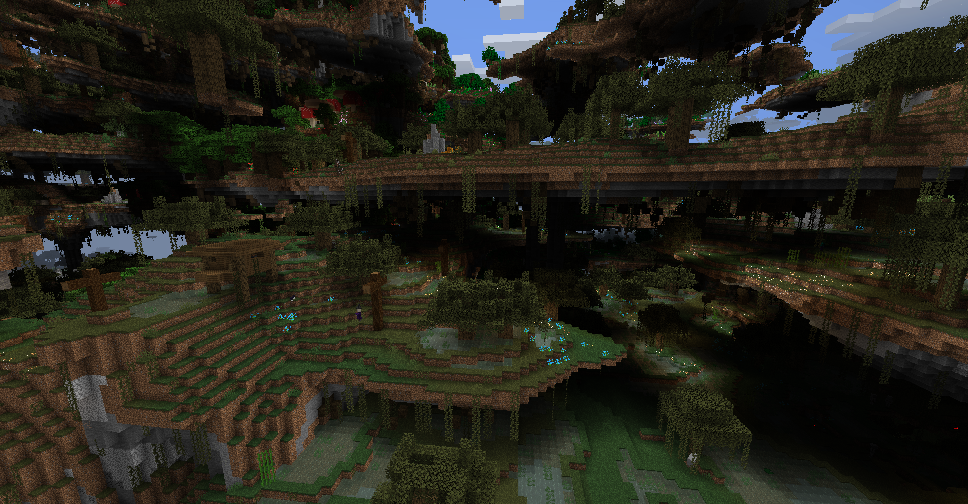 Сравнение обычного мира Minecraft и Ultra Amplified Dimension