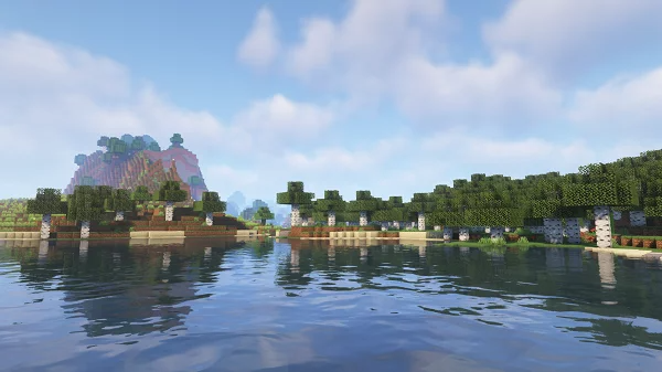 Красивый закат в Minecraft с шейдерами