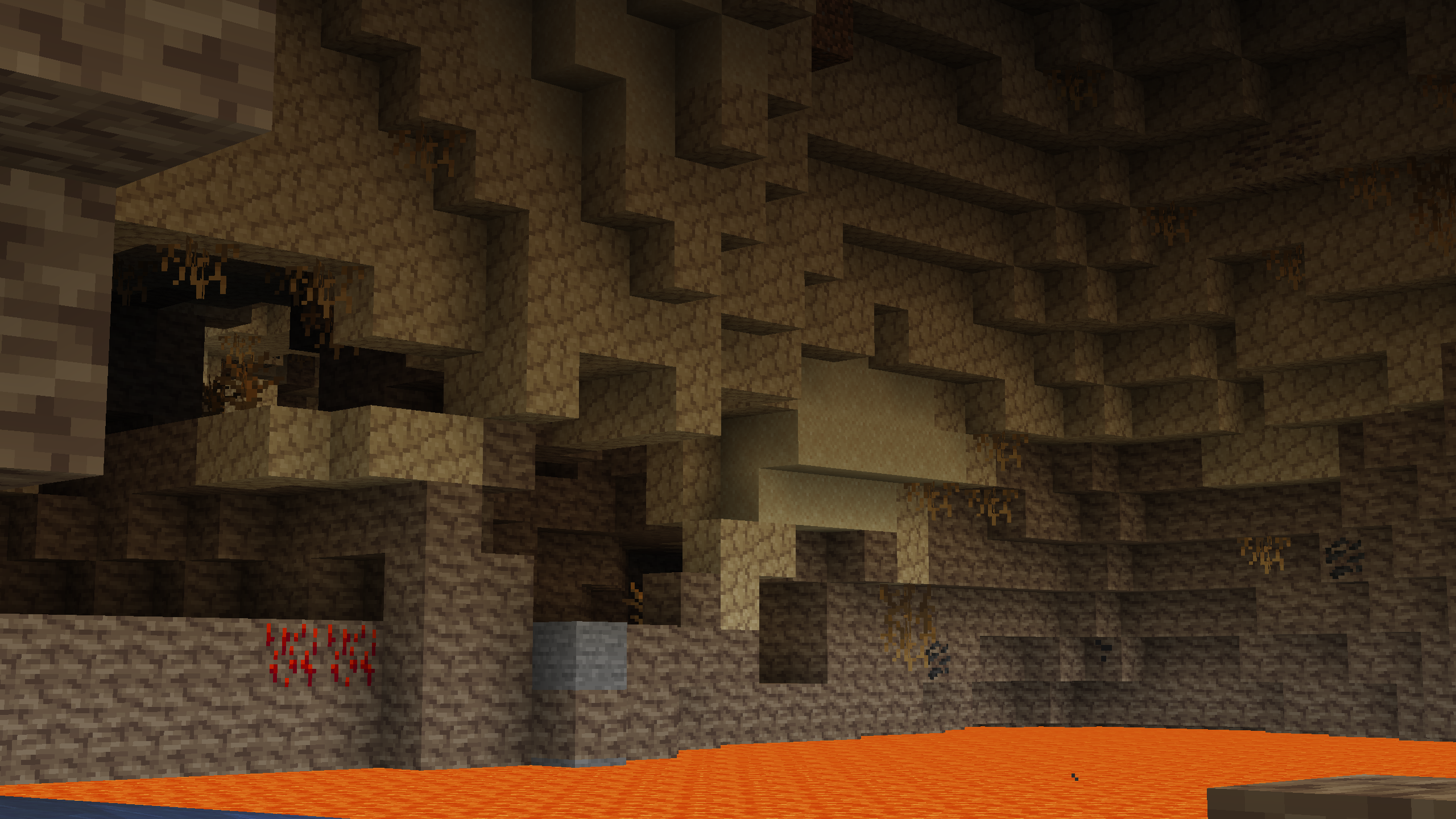 Игрок добывает алмазы в глубокой пещере Minecraft