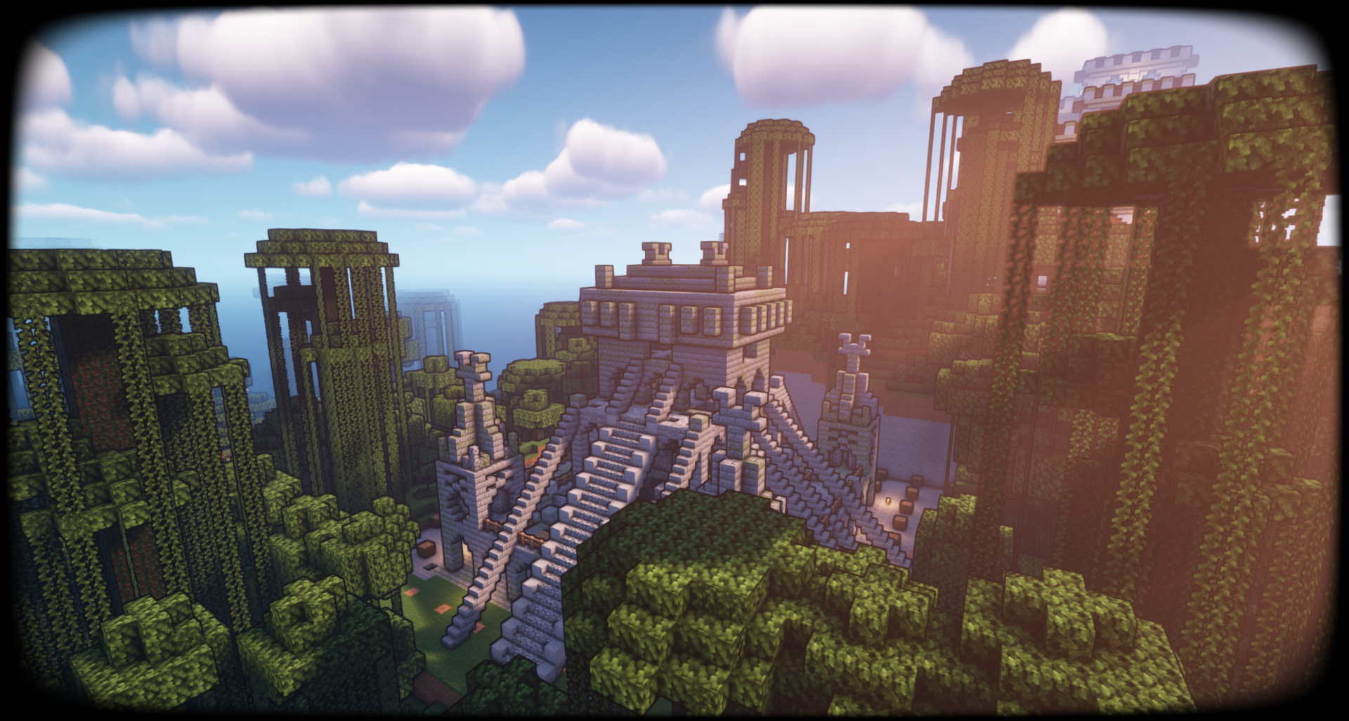 Лесной биом в Minecraft с дубами и оленями