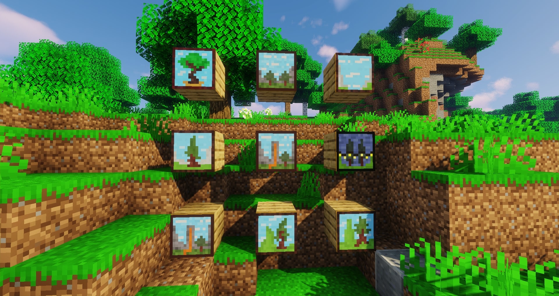 Крупный город, построенный игроками на сервере Minecraft