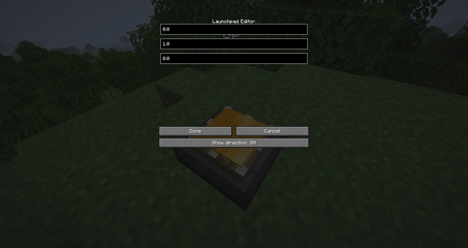 Скриншот игрового процесса в Minecraft с использованием мода Launchpads