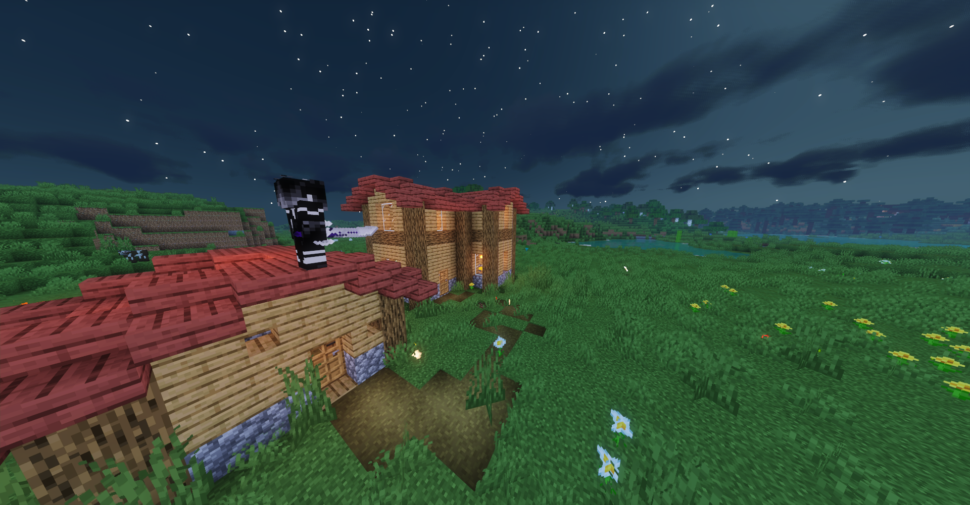 Грандиозный замок, построенный игроком в креативном режиме Minecraft
