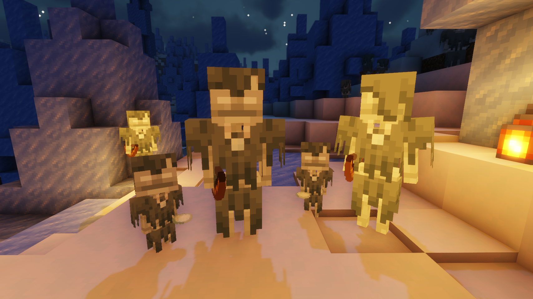 Игроки исследуют огромный замок в Minecraft в мультиплеере