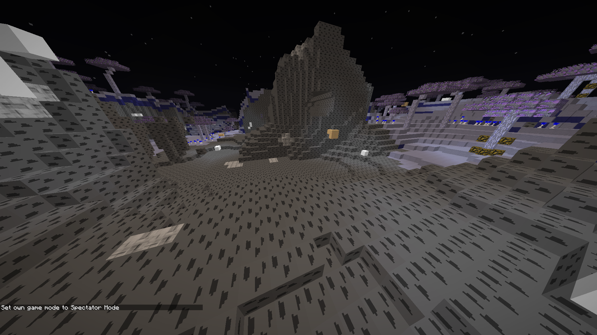 Красивый закат в Minecraft над построенным игроком замком