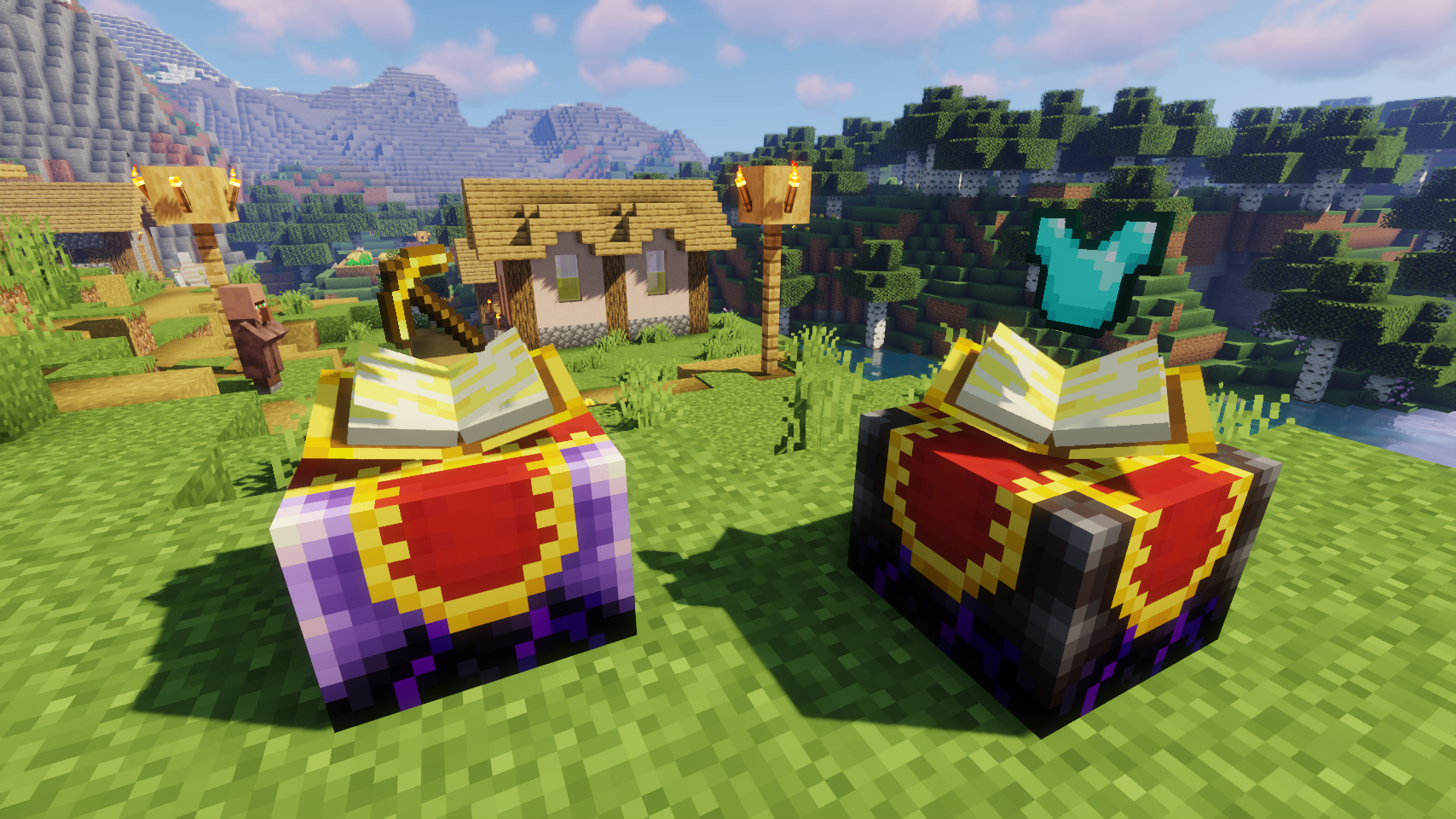 Игрок добывает ресурсы в Minecraft с помощью кирки