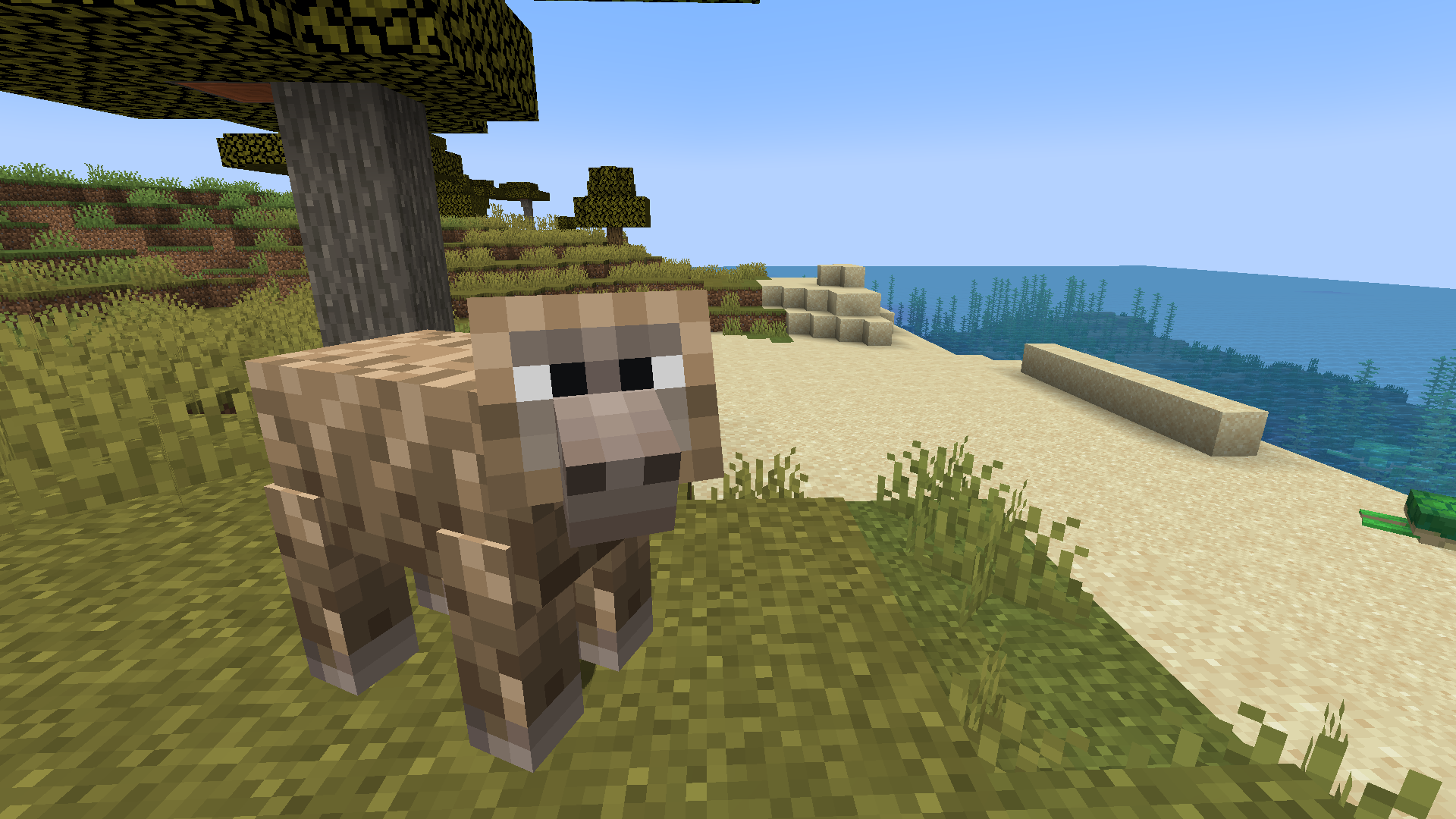 Горилла в саванне Minecraft с угрожающей позой