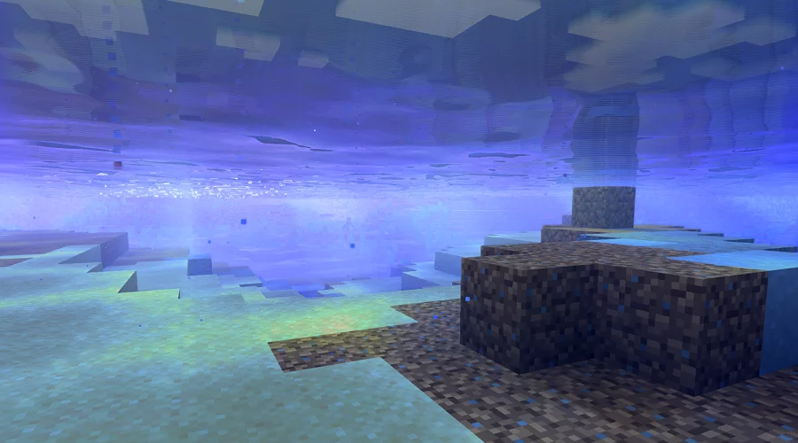 Ночной лес в Minecraft с динамическим освещением от факелов