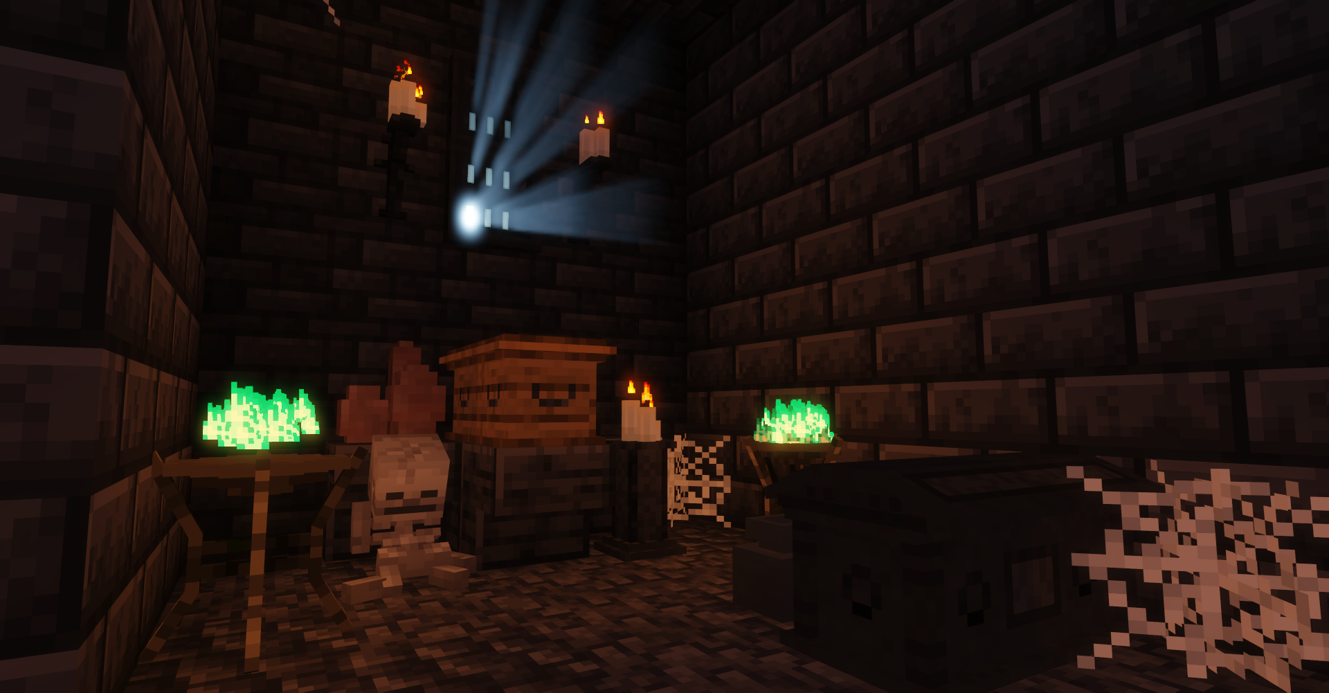 Призрачный моб в Minecraft из мода The Graveyard в темном лесу