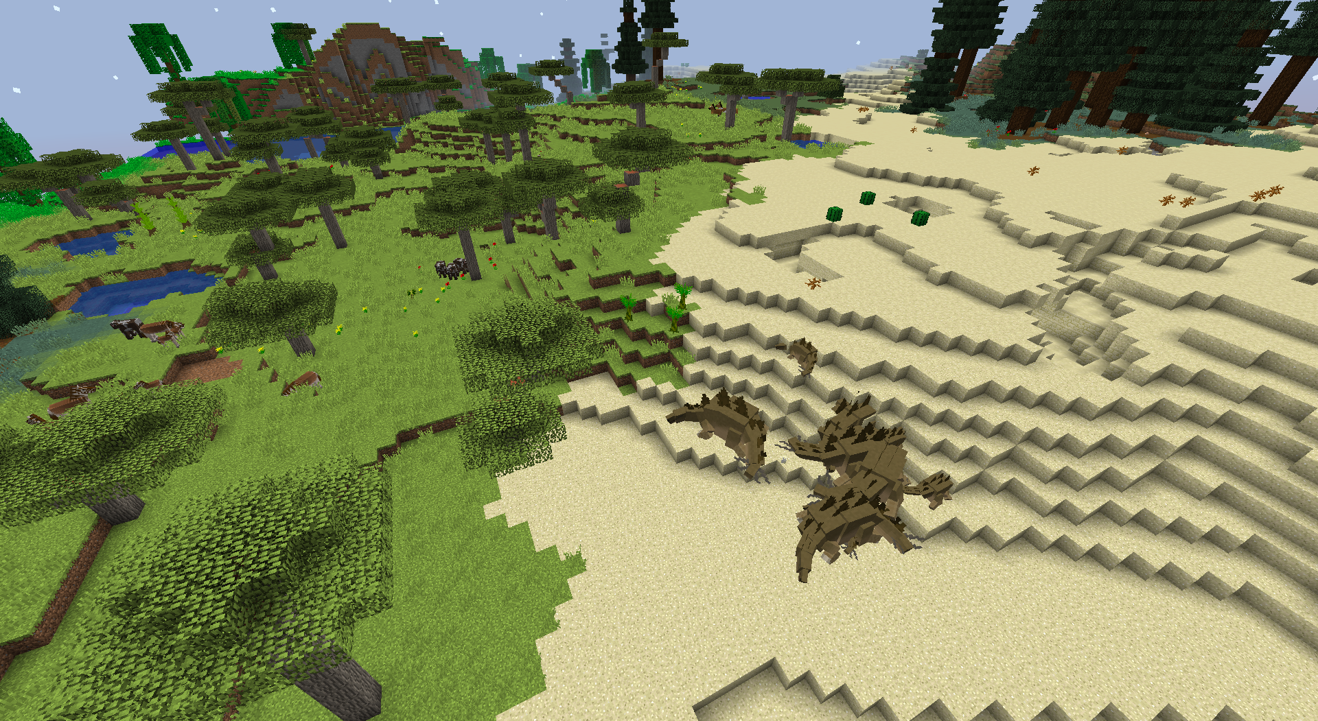 Разнообразие биомов в Minecraft: лес, пустыня и горы