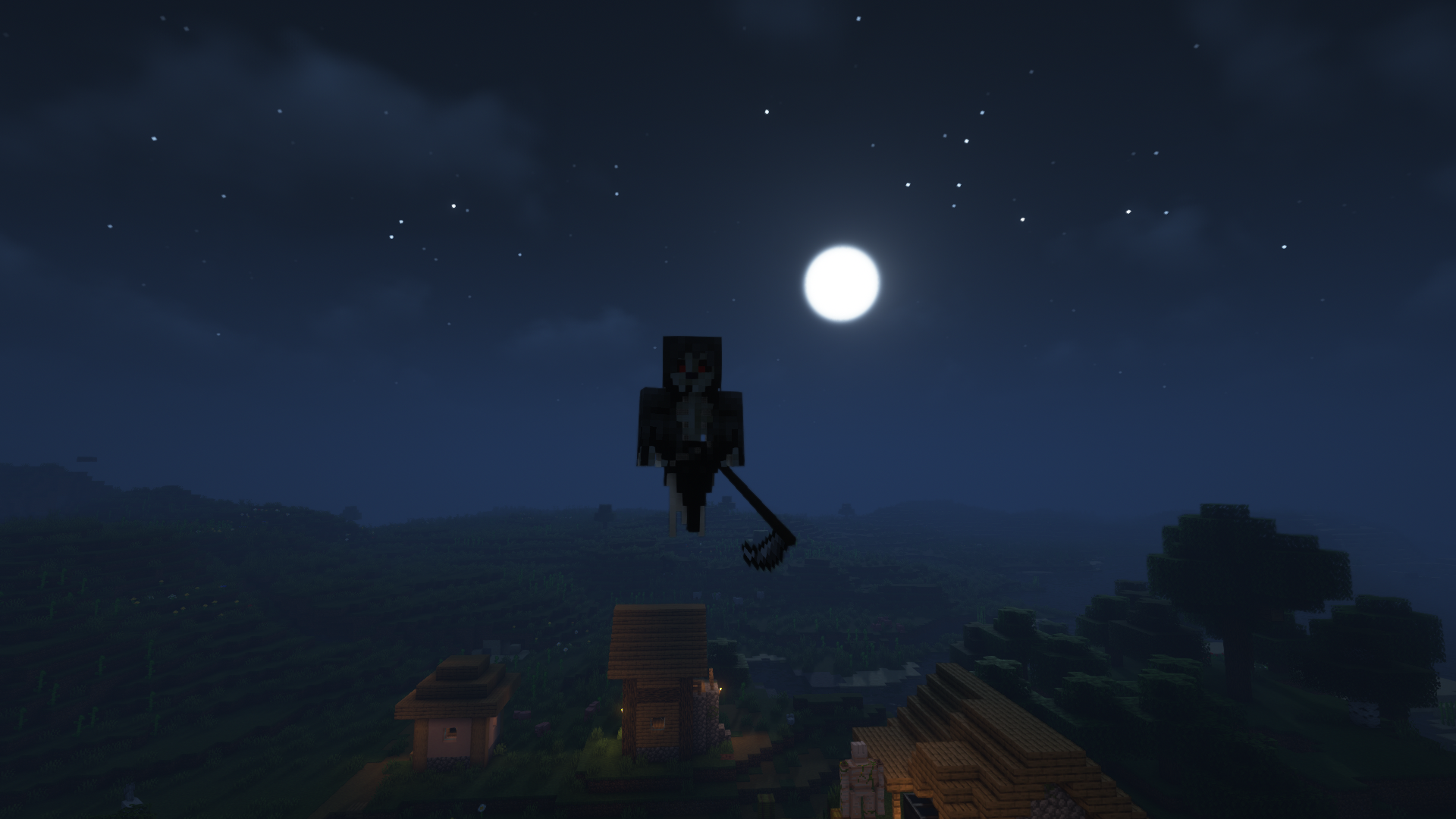 Семья жителей в Minecraft: взрослые и дети, созданные с помощью мода MCA Reborn