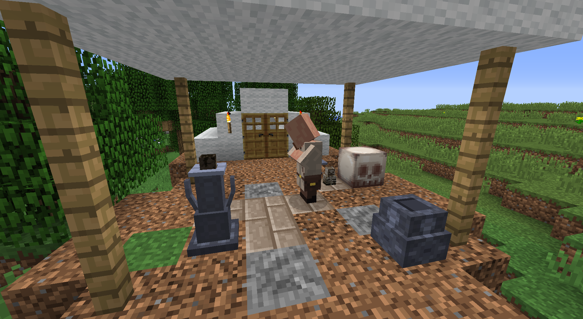 Крафтинговая сетка с верстаком и созданием инструментов в Minecraft