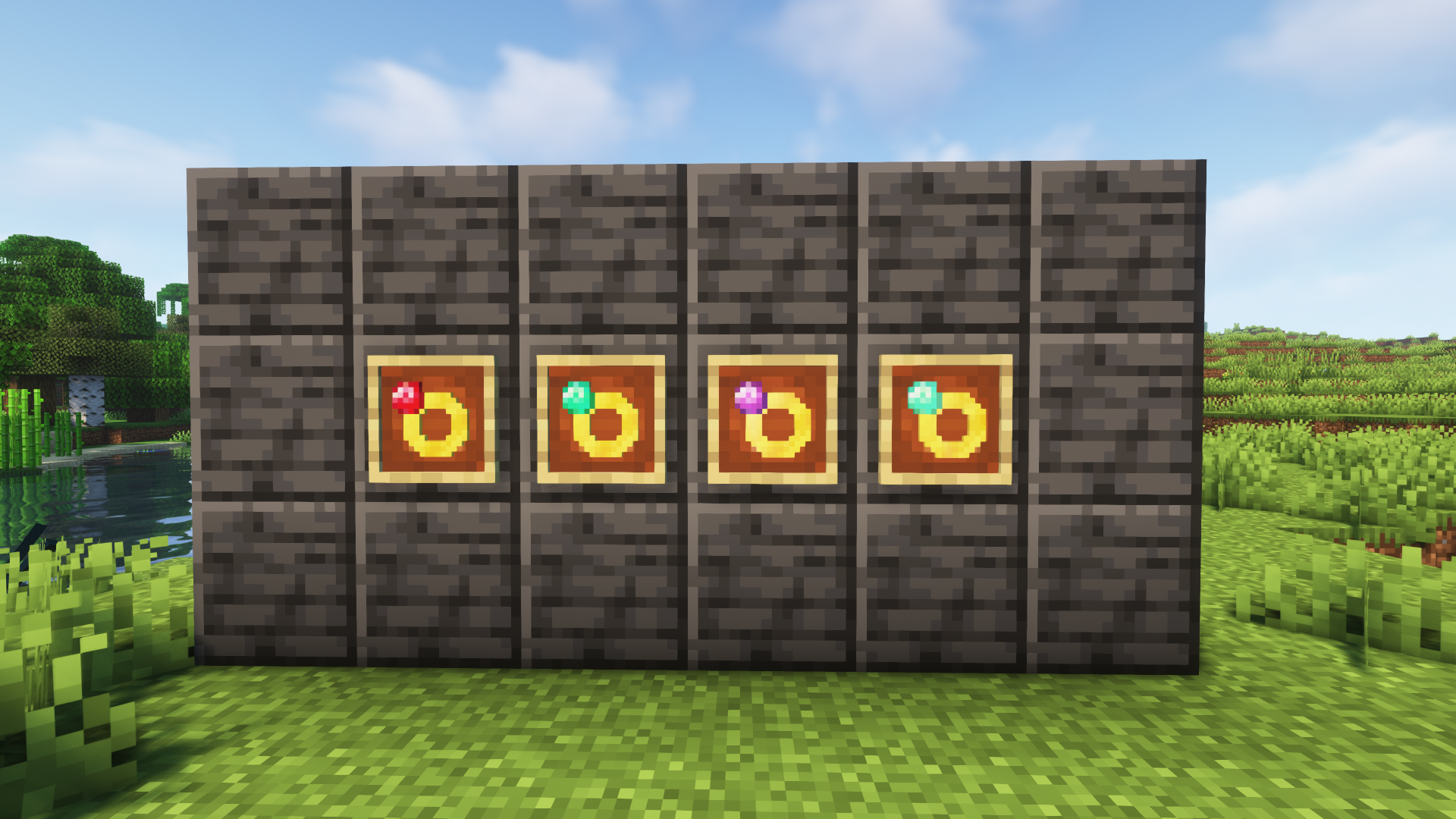 Игрок использует несколько колец одновременно в Minecraft моде Potion Rings REFORGED