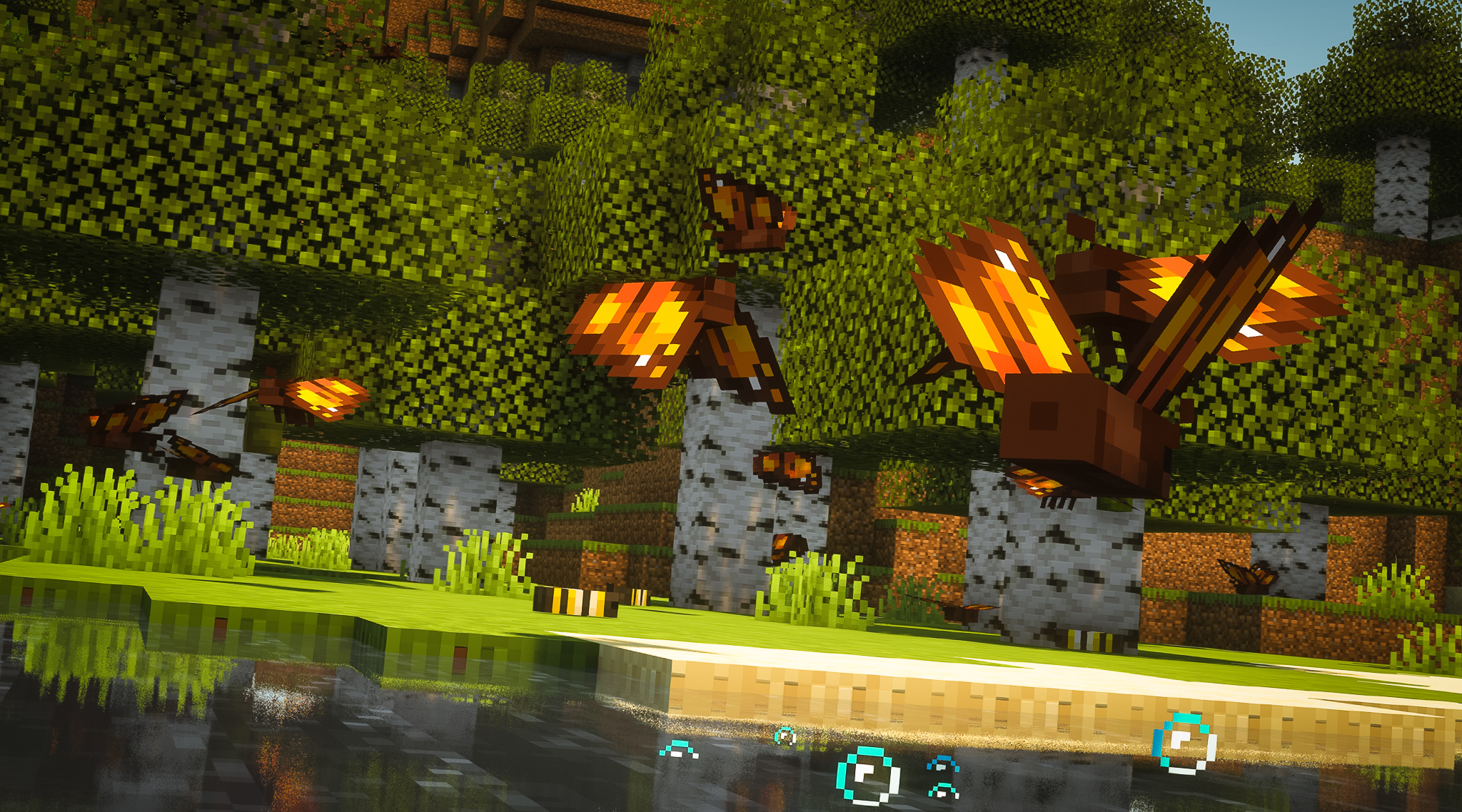 Игрок исследует подводный мир Minecraft с кораллами и рыбами