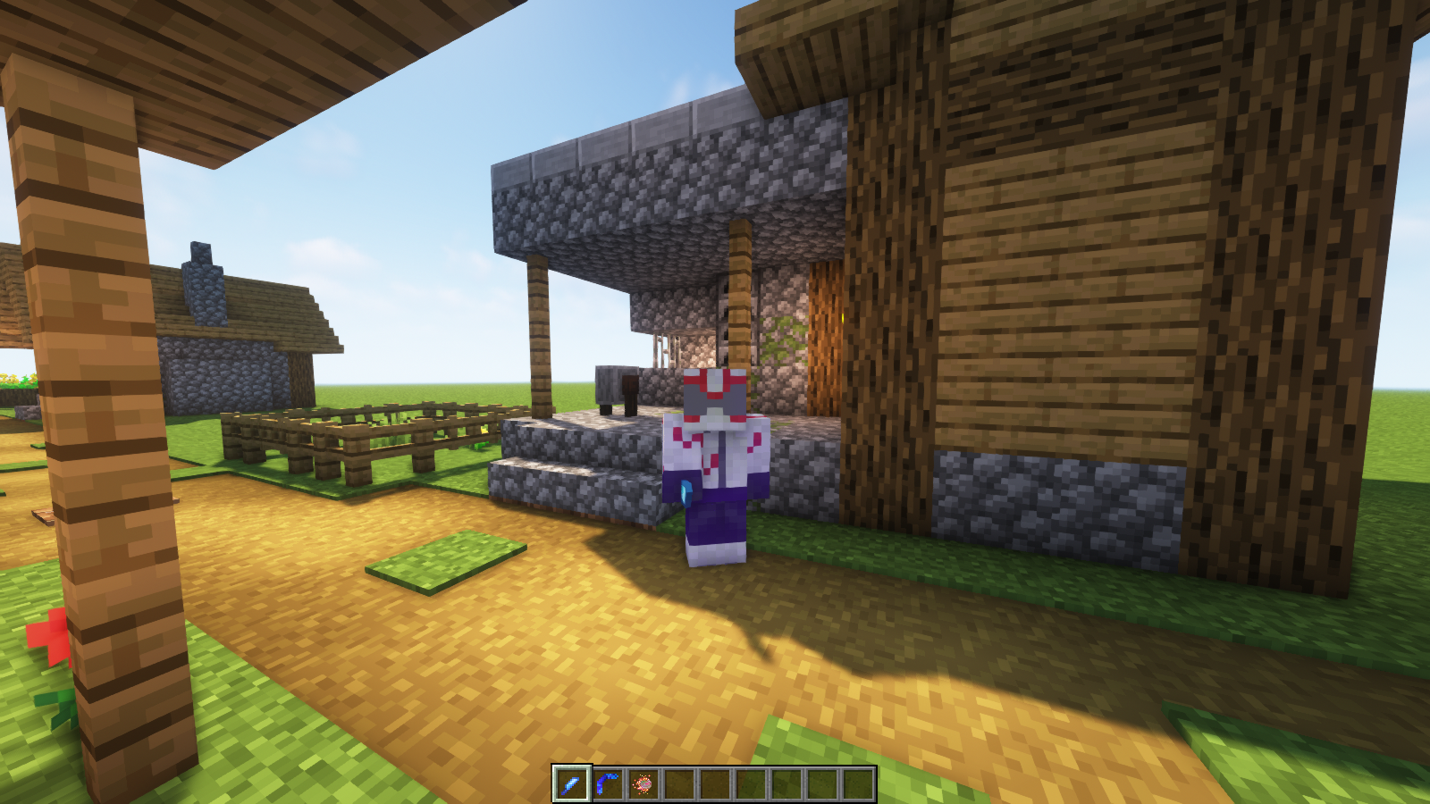 Игрок использует магический посох в моде Thaumcraft