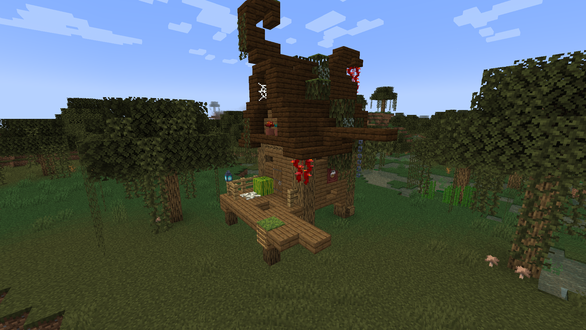 Крупный город в Minecraft, построенный игроками с детализированными зданиями