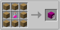 Пример использования мода Painters для покраски деревянных блоков в Minecraft