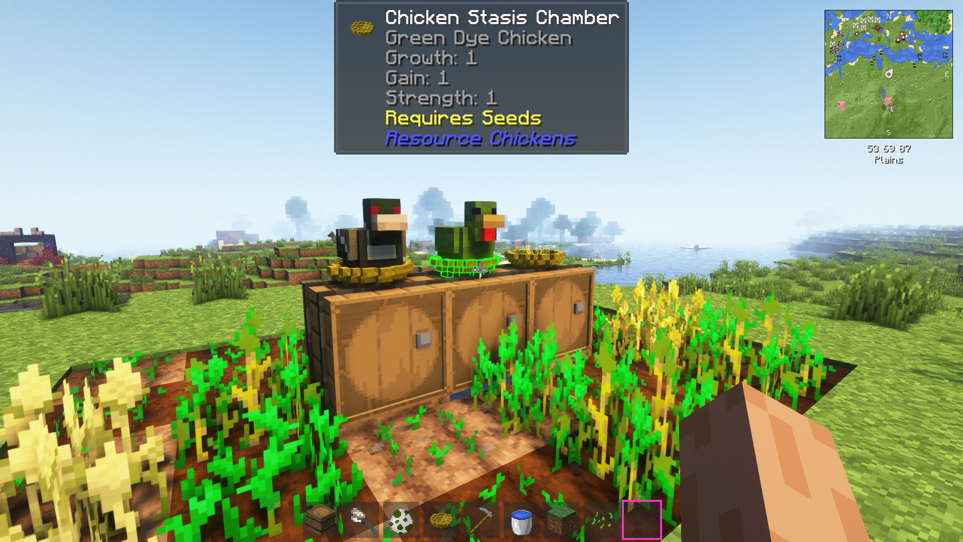 Ферма с курицами из мода Resource Chickens, несущими разноцветные яйца