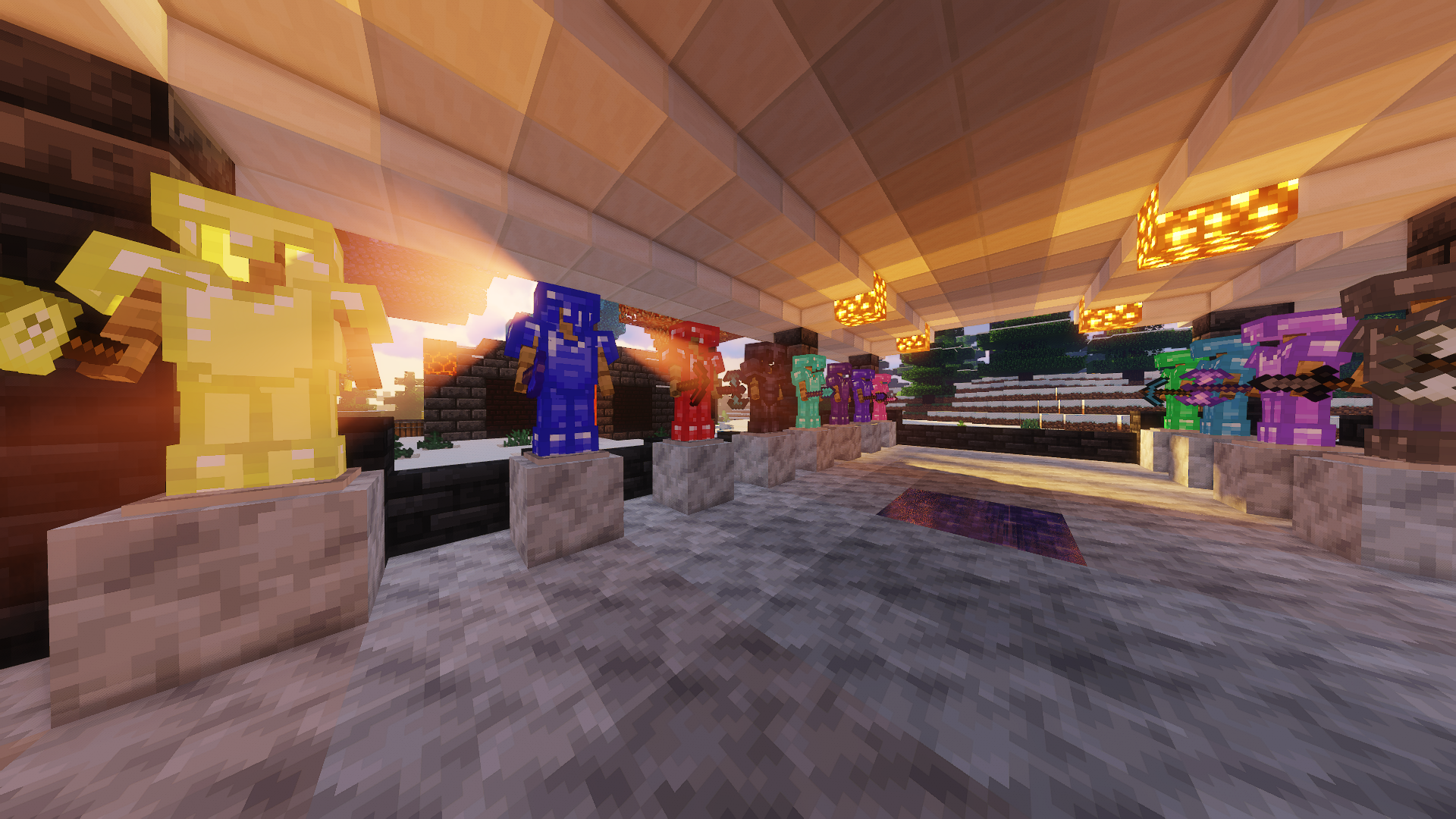 Генерация мира Minecraft с различными биомами, включая горы, леса и водоёмы