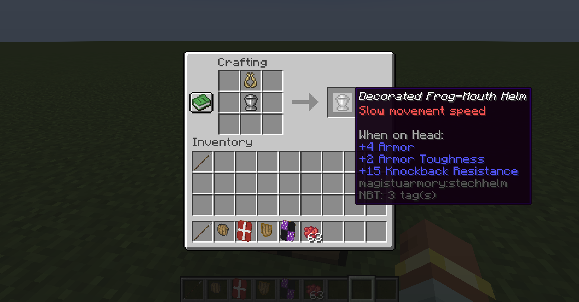 Интерфейс верстака с рецептами крафта в Minecraft