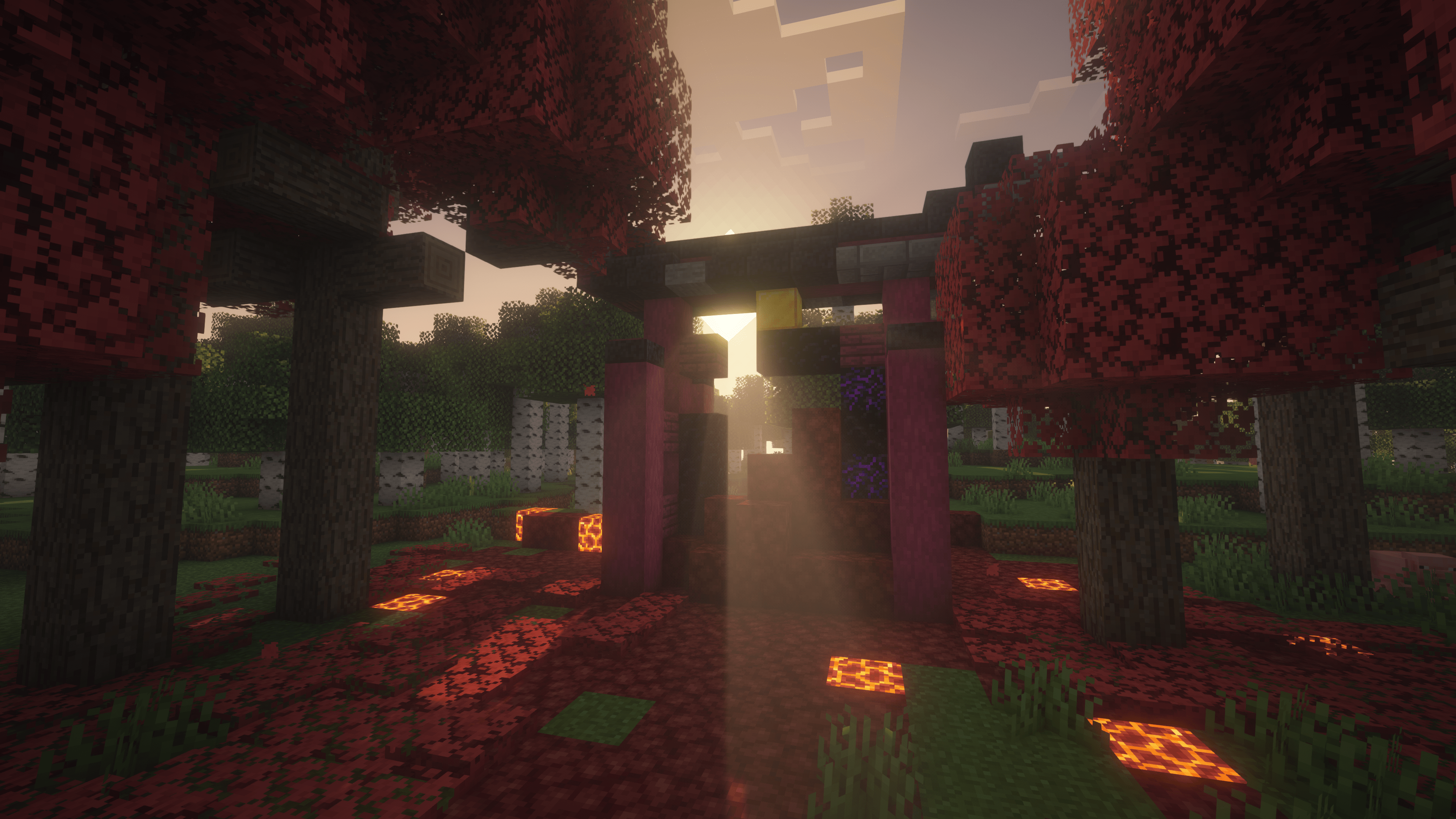 Многопользовательский сервер Minecraft с игроками, строящими город