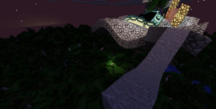 Скриншот сервера Minecraft с модами, включая улучшенную графику и новых существ