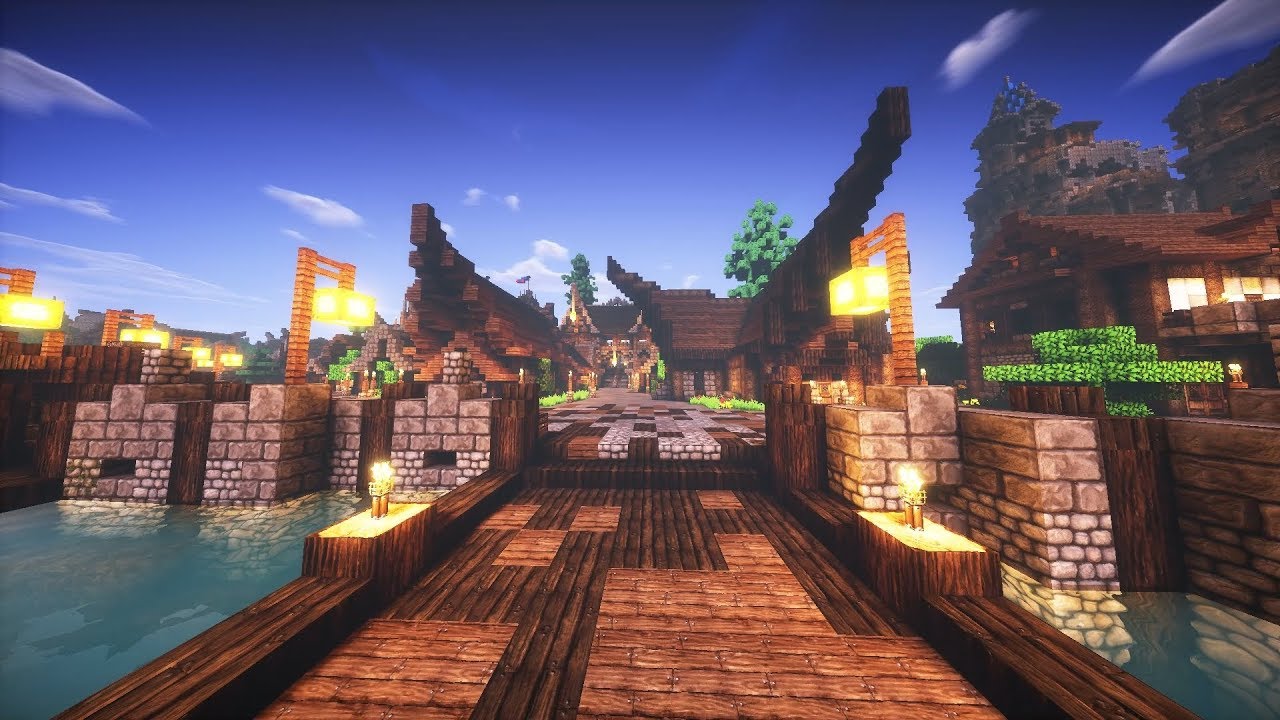 Горный биом в Minecraft с улучшенными текстурами благодаря шейдерам