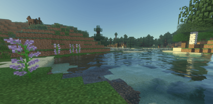 Ночной пейзаж в Minecraft с динамическим освещением от Voyager Shader