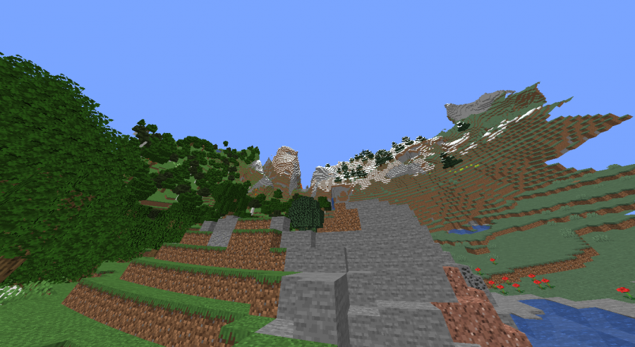 Дом из дерева и камня с факелами для освещения в Minecraft