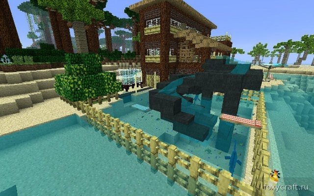 Коралловый риф с разноцветными рыбами в моде Tropicraft